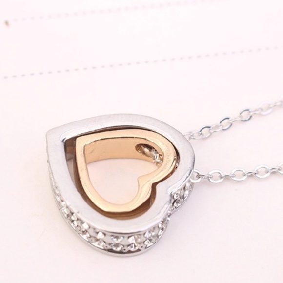 Heart In Heart 💕 Stunning Necklace With Swarovski Crystal Elements - Picture 2 of 2
